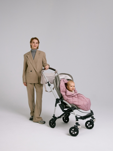 Pink stroller hotsell with footmuff